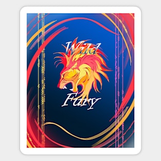 Wild Fury Fire Lion with deco Magnet